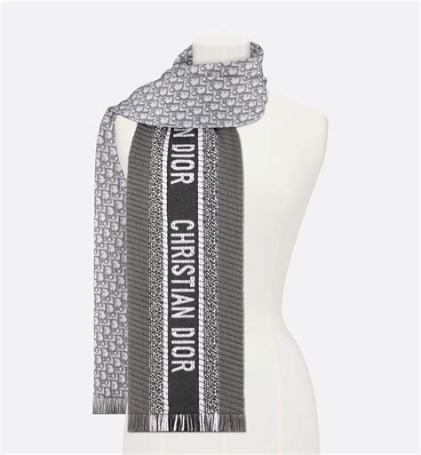 dior oblique scarf grey